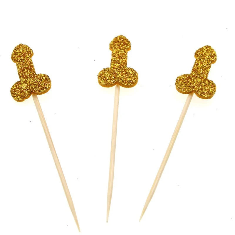 12pcs Glitter Willy Penis Cake Cupcake Topper