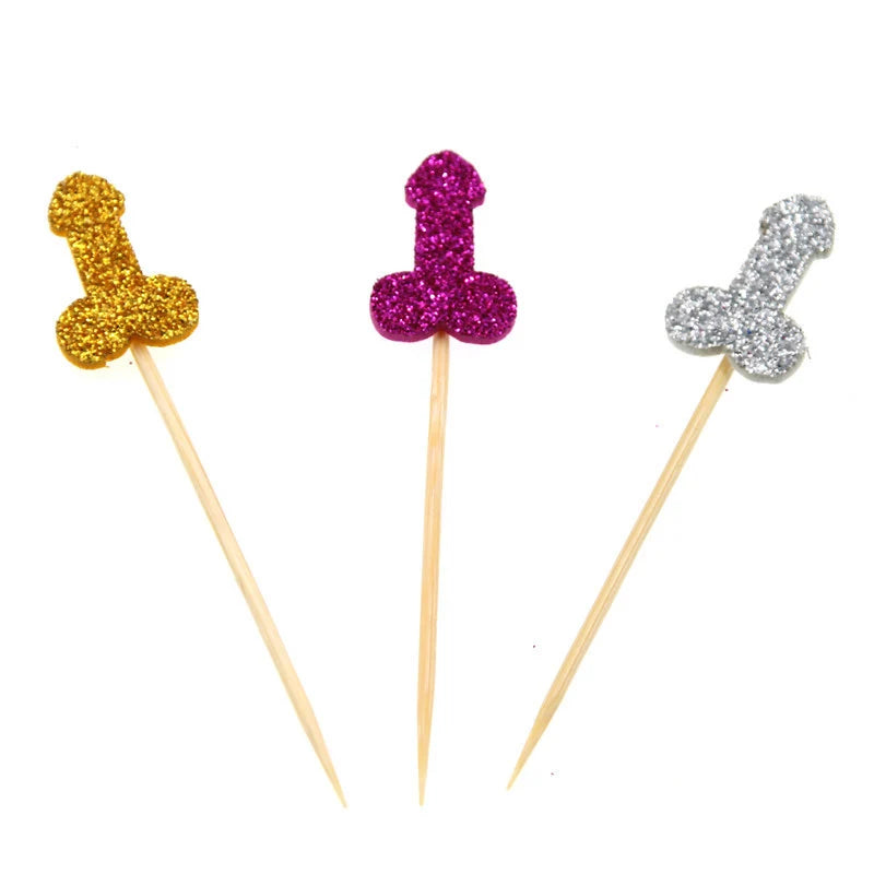 12pcs Glitter Willy Penis Cake Cupcake Topper