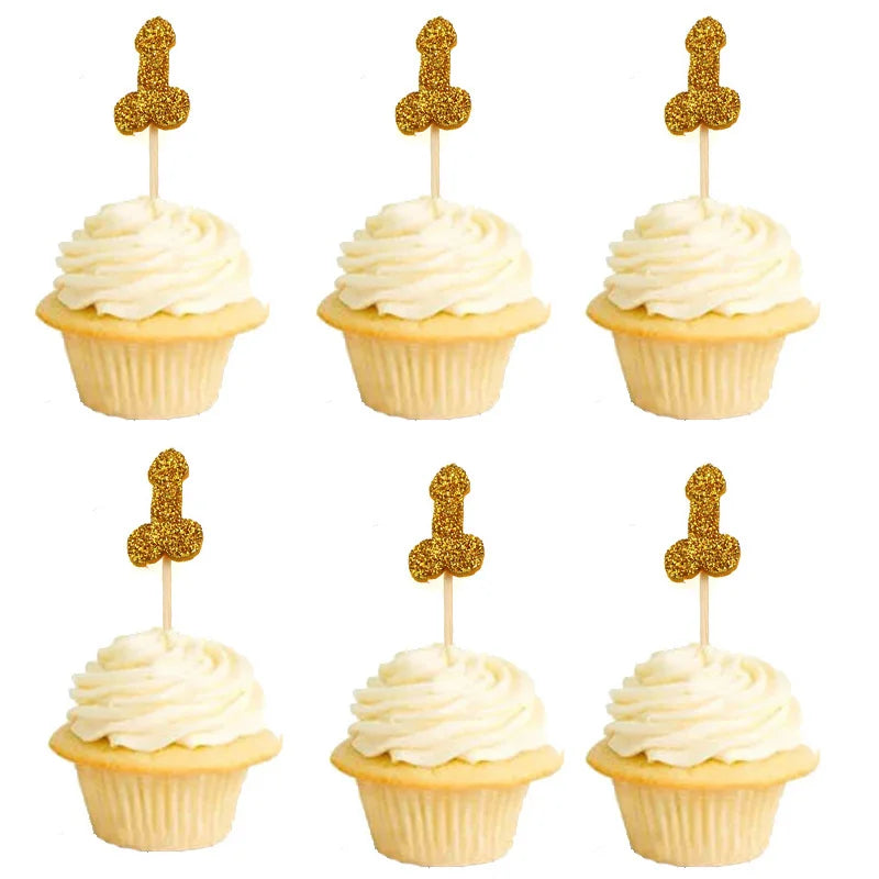12pcs Glitter Willy Penis Cake Cupcake Topper