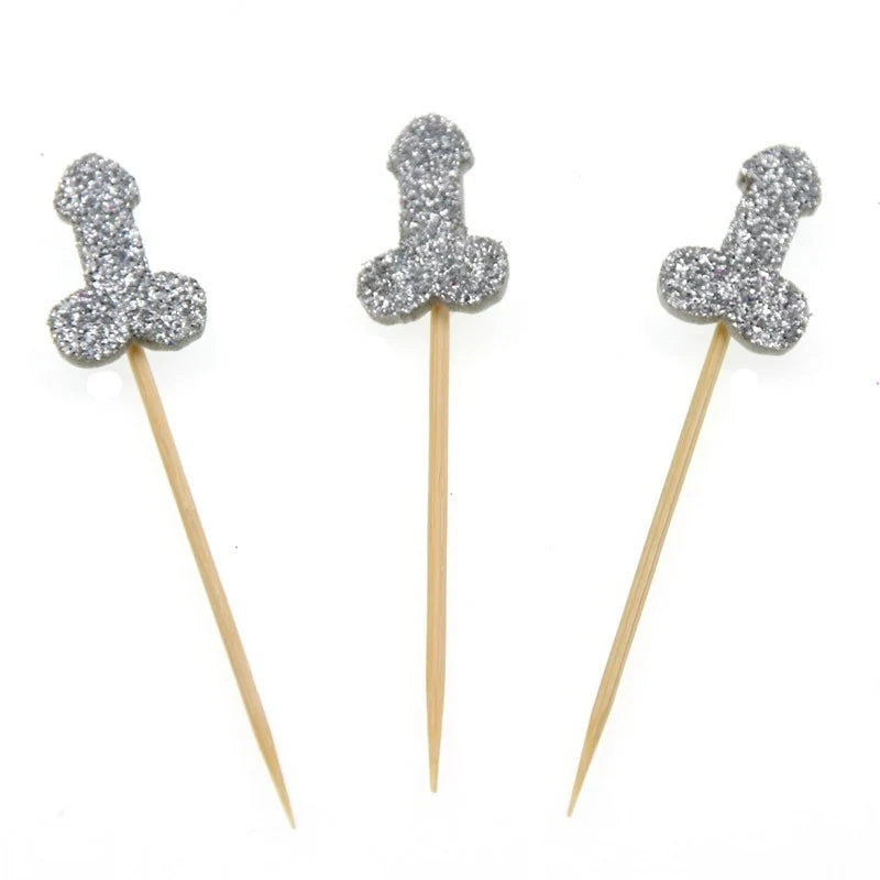 12pcs Glitter Willy Penis Cake Cupcake Topper