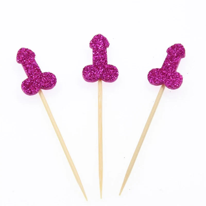 12pcs Glitter Willy Penis Cake Cupcake Topper
