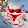 USA Stock White Floral Lace Lingerie Set Underwire Balconette Bra & Thong Two-Piece Sexy Sheer Intimates