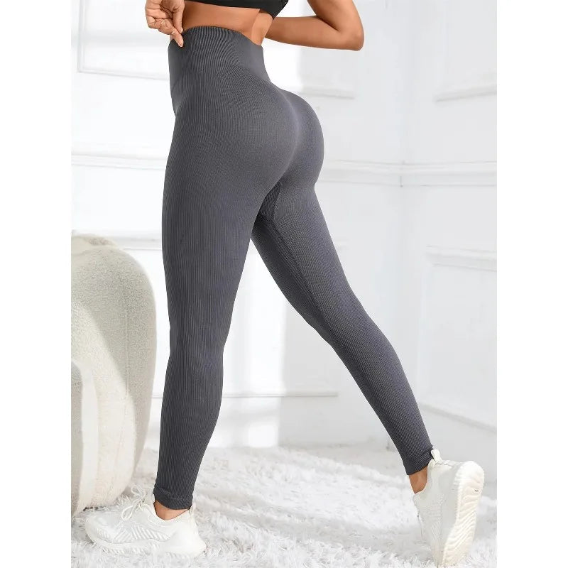 High Waisted Seamless Yoga Leggings Ribbed Sportswear Tights Fitness Apparel for Women Gym and Casual Wear for Fall & Winter