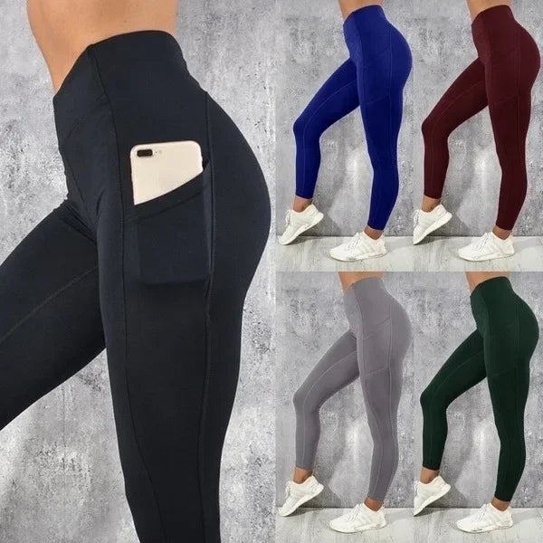 Yoga Fitness Women Leggings High Waist Tights with Pocket Gym Workout Running Stretchy Butt Lifting Casual Skinny Pants