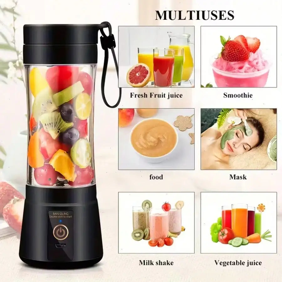 Gorgeous Portable USB charging mini blender and juicer - 3 modes, digital display, 12 blades, 15 OZ, easy to clean, sui