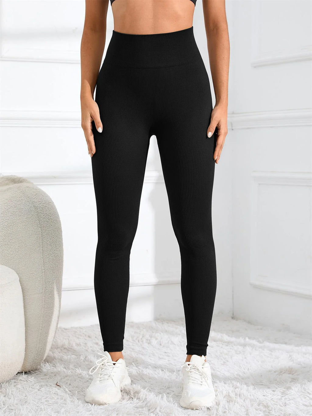 High Waisted Seamless Yoga Leggings Ribbed Sportswear Tights Fitness Apparel for Women Gym and Casual Wear for Fall & Winter