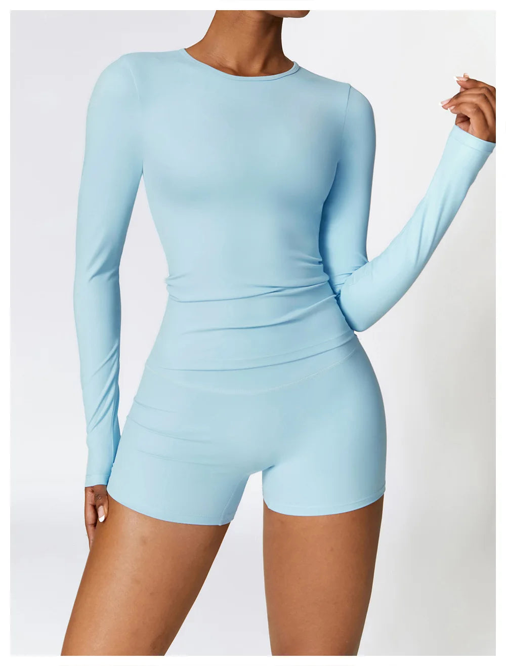 Women Yoga Solid Sports Top Long Sleeve Gym Workout Running Shirts Quick Dry Fitness Gym Sport Wear