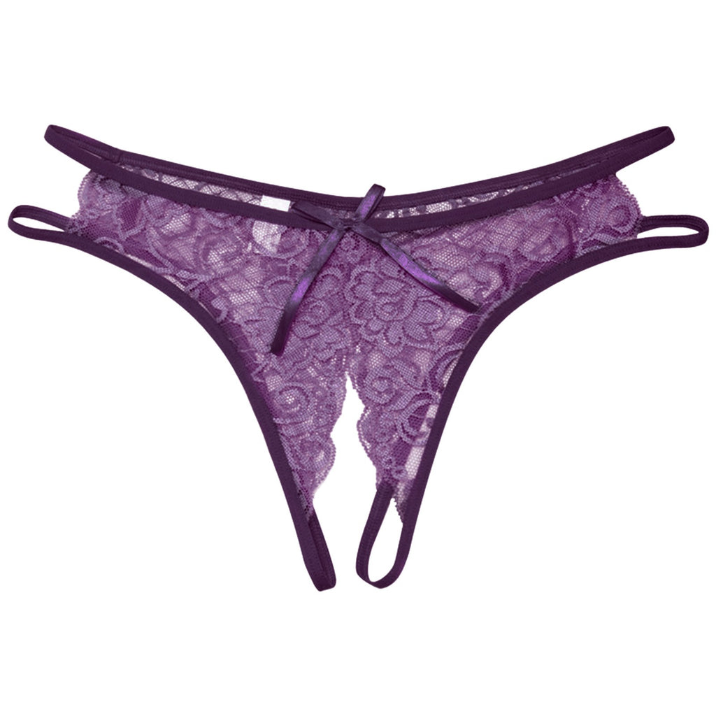 Sexy Open Crotch Panties Ladies Perspective Lace Lingerie Embroidered Bowknot Low-Waist Japanese Panties Breathable Pantys