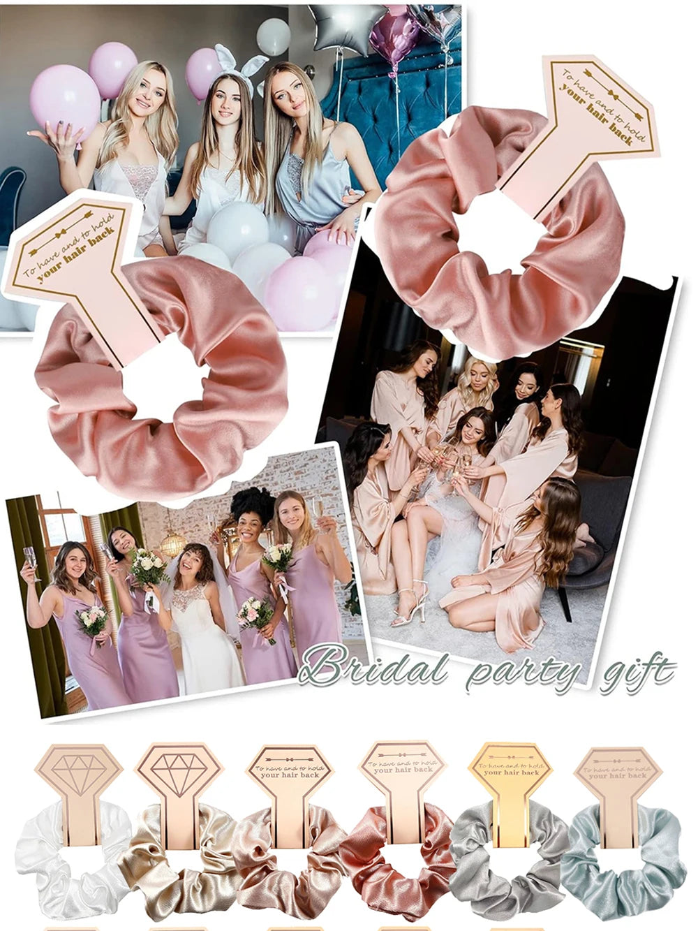 6 PC Bridesmaid Scrunchies 29 DIFFERENT COLORS