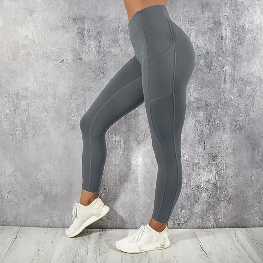 Yoga Fitness Women Leggings High Waist Tights with Pocket Gym Workout Running Stretchy Butt Lifting Casual Skinny Pants