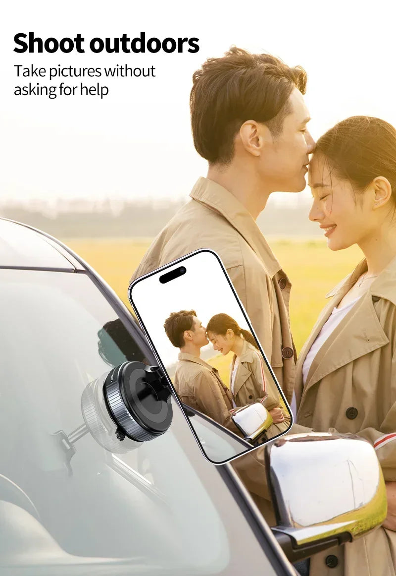 New Strong Magnetic Phone Holder Foldable Design 360° Adjustable Vacuum Car Mount For Cell Phone For Live Streaming 2026