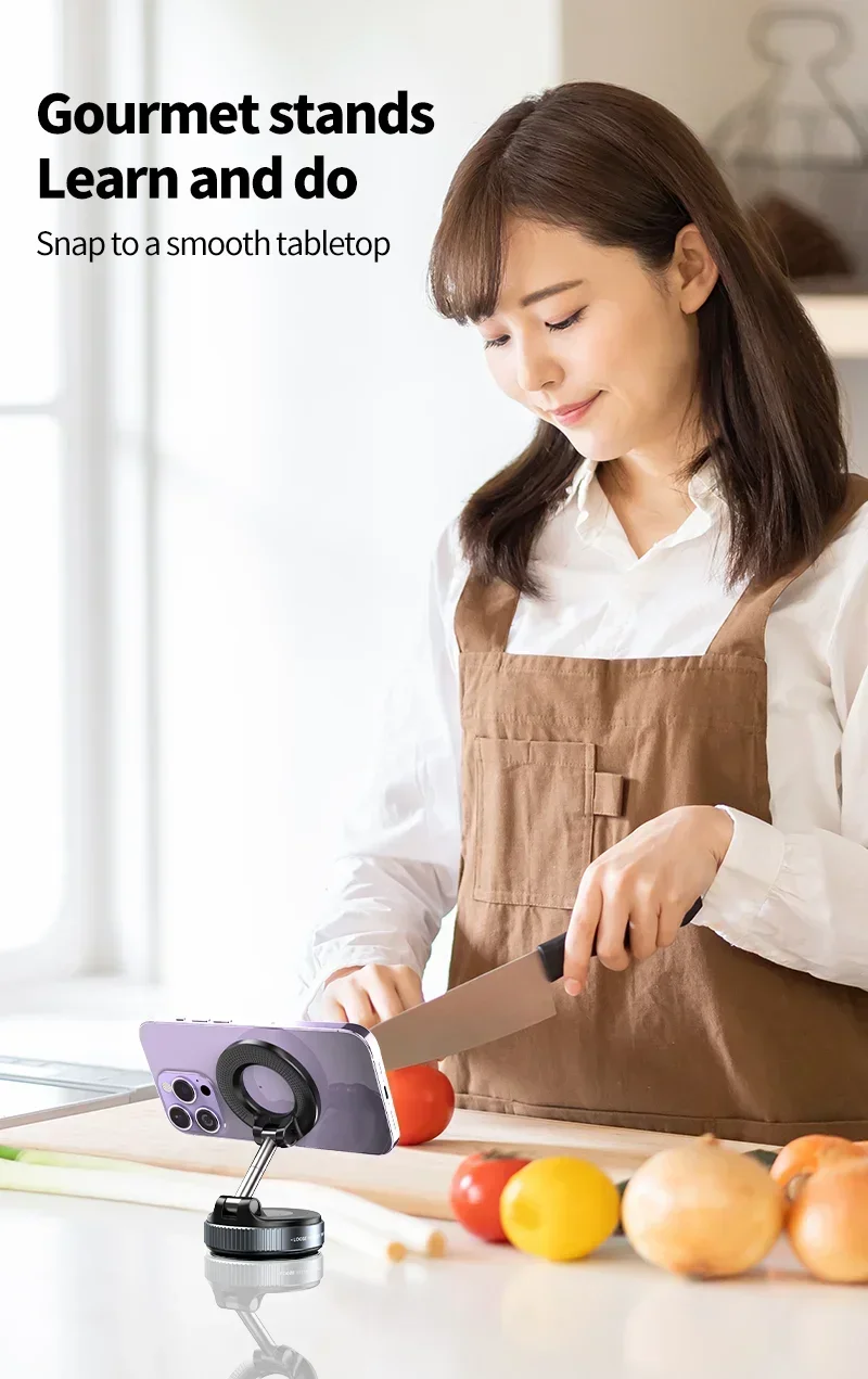 New Strong Magnetic Phone Holder Foldable Design 360° Adjustable Vacuum Car Mount For Cell Phone For Live Streaming 2026
