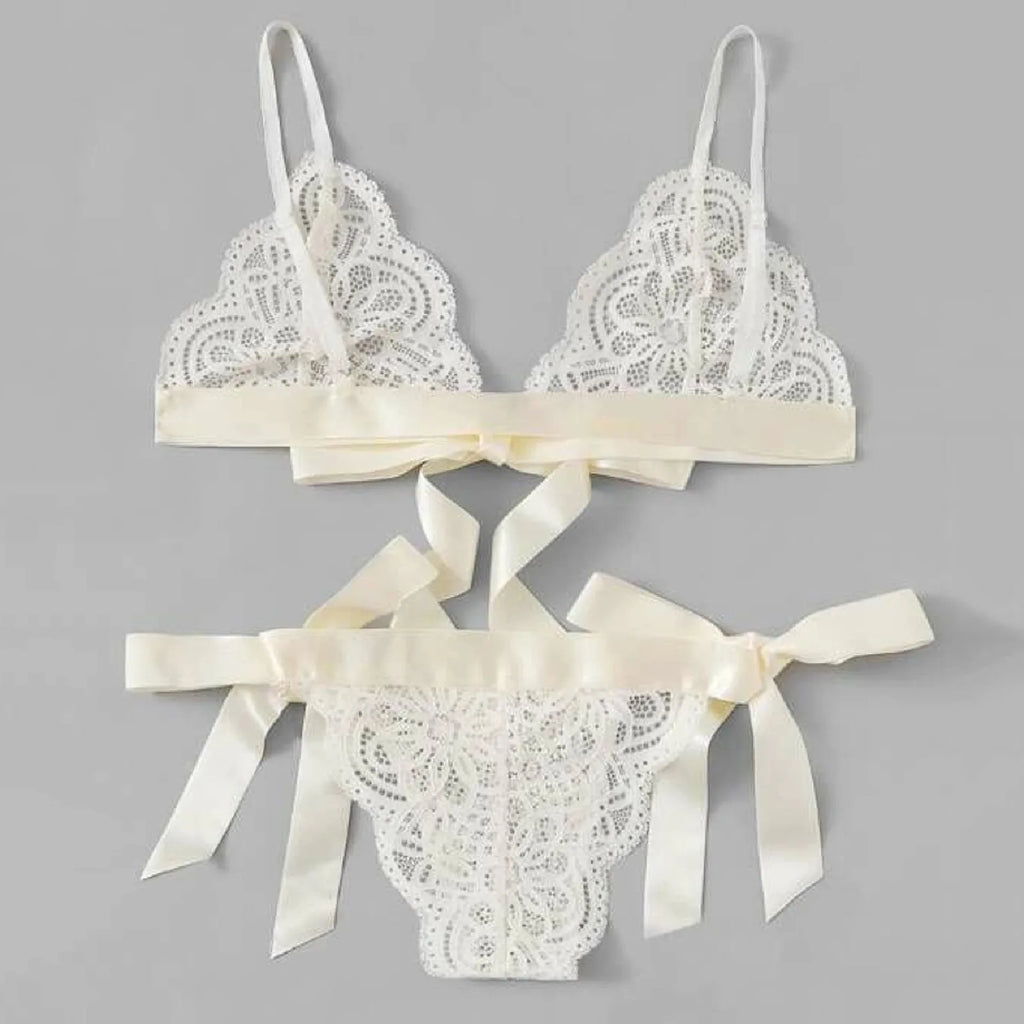 Stain Bandage Sexy Lingerie Set Transparent Lace 2 Pieces Sexy No Steel Ring Bra Panty Set Lingerie For Ladies Women'S Underwear