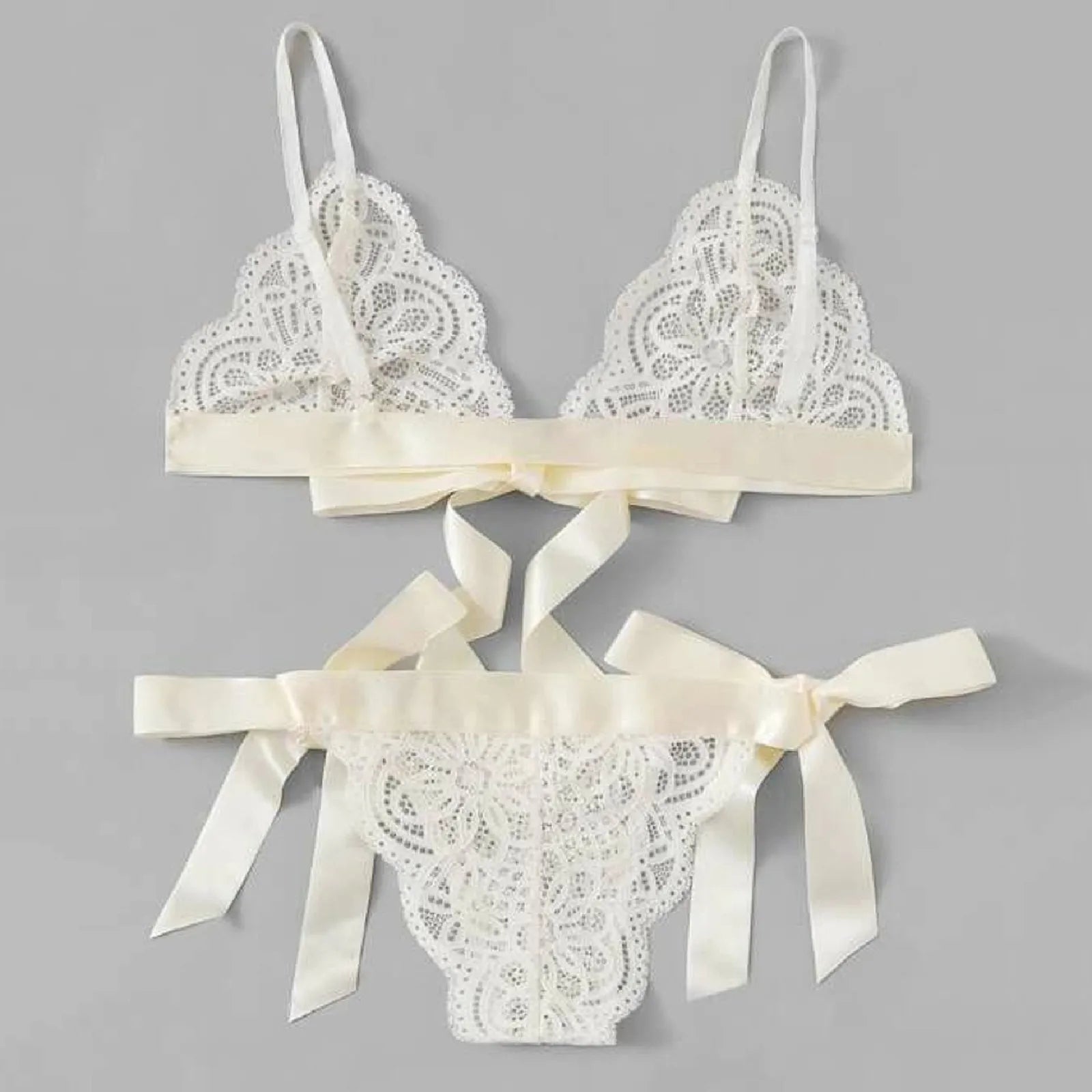 Stain Bandage Sexy Lingerie Set Transparent Lace 2 Pieces Sexy No Steel Ring Bra Panty Set Lingerie For Ladies Women'S Underwear