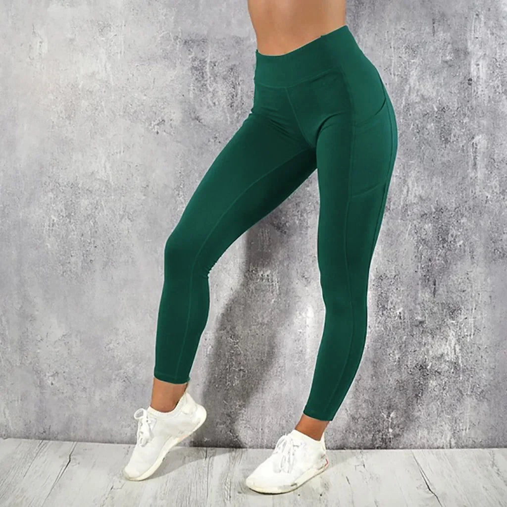 Yoga Fitness Women Leggings High Waist Tights with Pocket Gym Workout Running Stretchy Butt Lifting Casual Skinny Pants