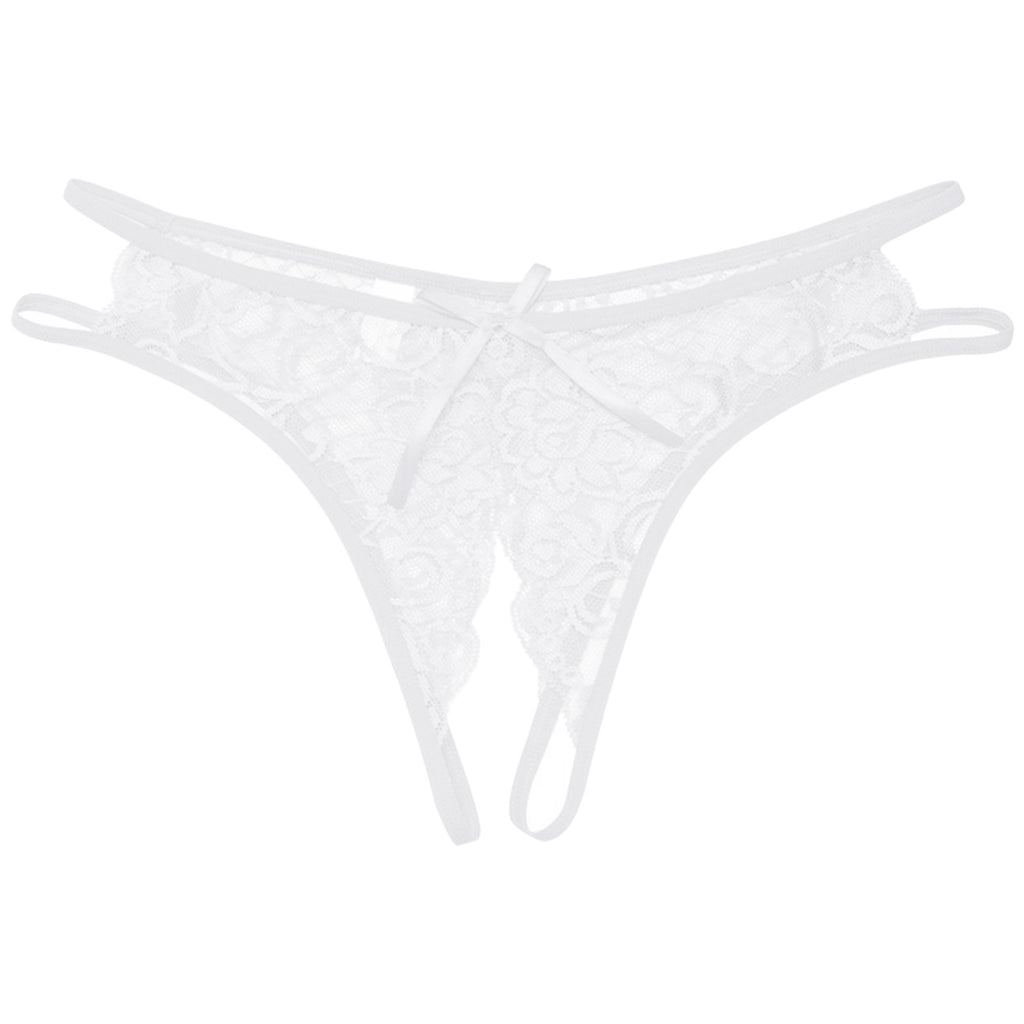 Sexy Open Crotch Panties Ladies Perspective Lace Lingerie Embroidered Bowknot Low-Waist Japanese Panties Breathable Pantys