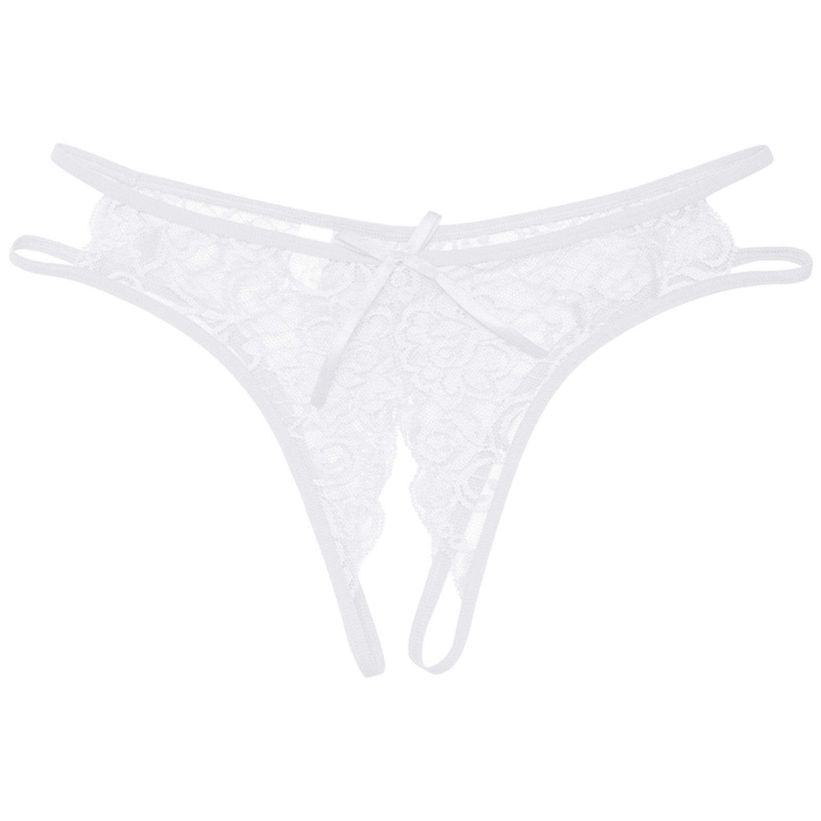Sexy Open Crotch Panties Ladies Perspective Lace Lingerie Embroidered Bowknot Low-Waist Japanese Panties Breathable Pantys