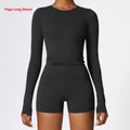 Women Yoga Solid Sports Top Long Sleeve Gym Workout Running Shirts Quick Dry Fitness Gym Sport Wear