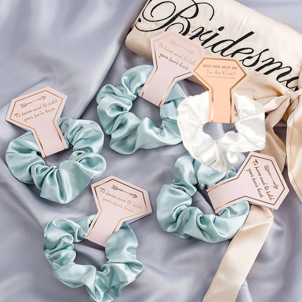 6 PC Bridesmaid Scrunchies 29 DIFFERENT COLORS