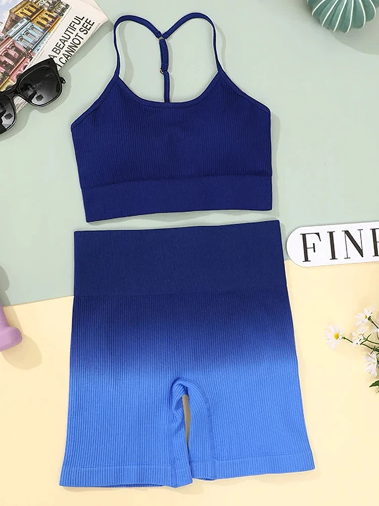 Women‘s Yoga Set High Waist Elastic Butt Lifter Leggings Seamless Running Gym Tank Top Sleeveless Fitness Sport Stretch Clothes