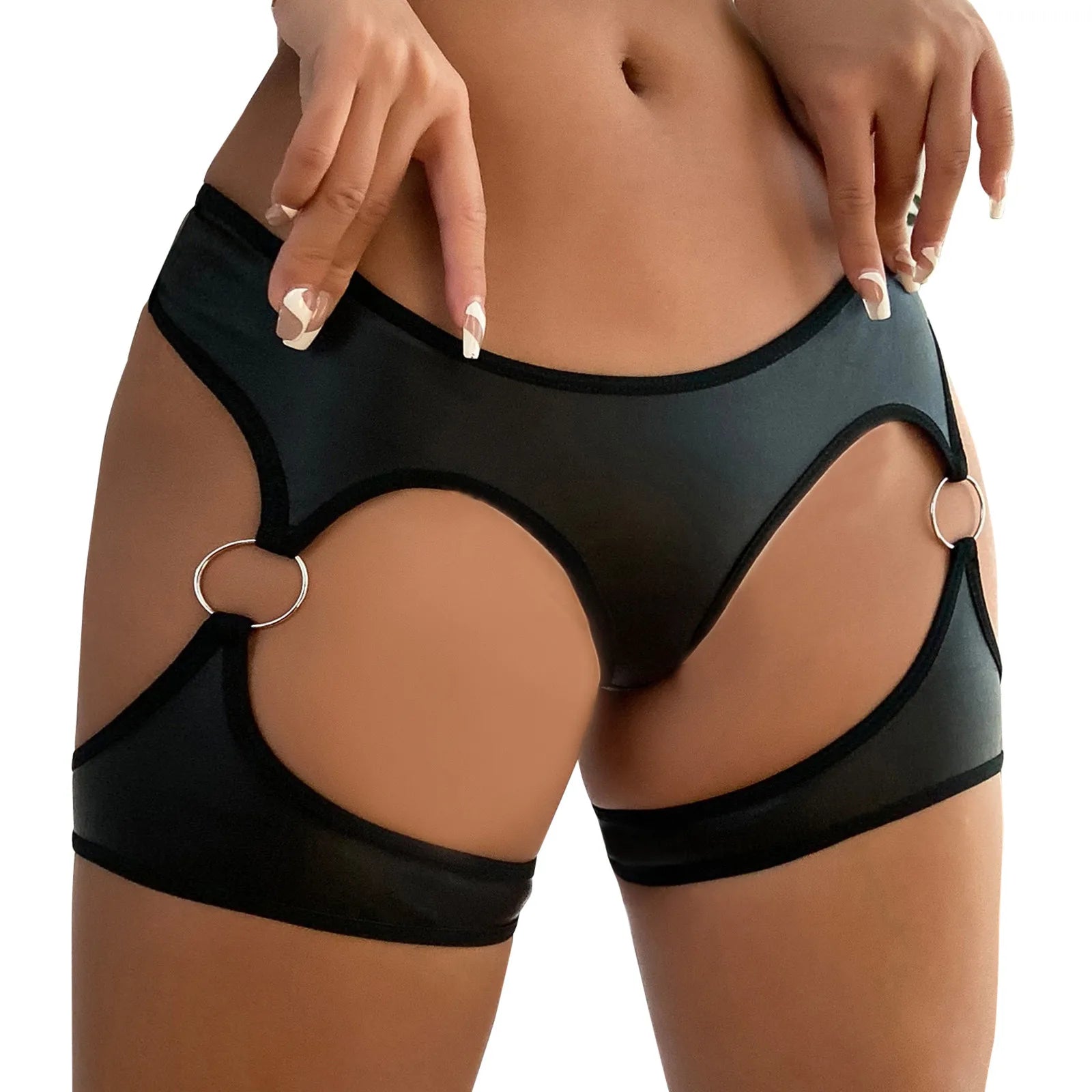 1 Pc Leather Sexy Bottom Cutout O Ring