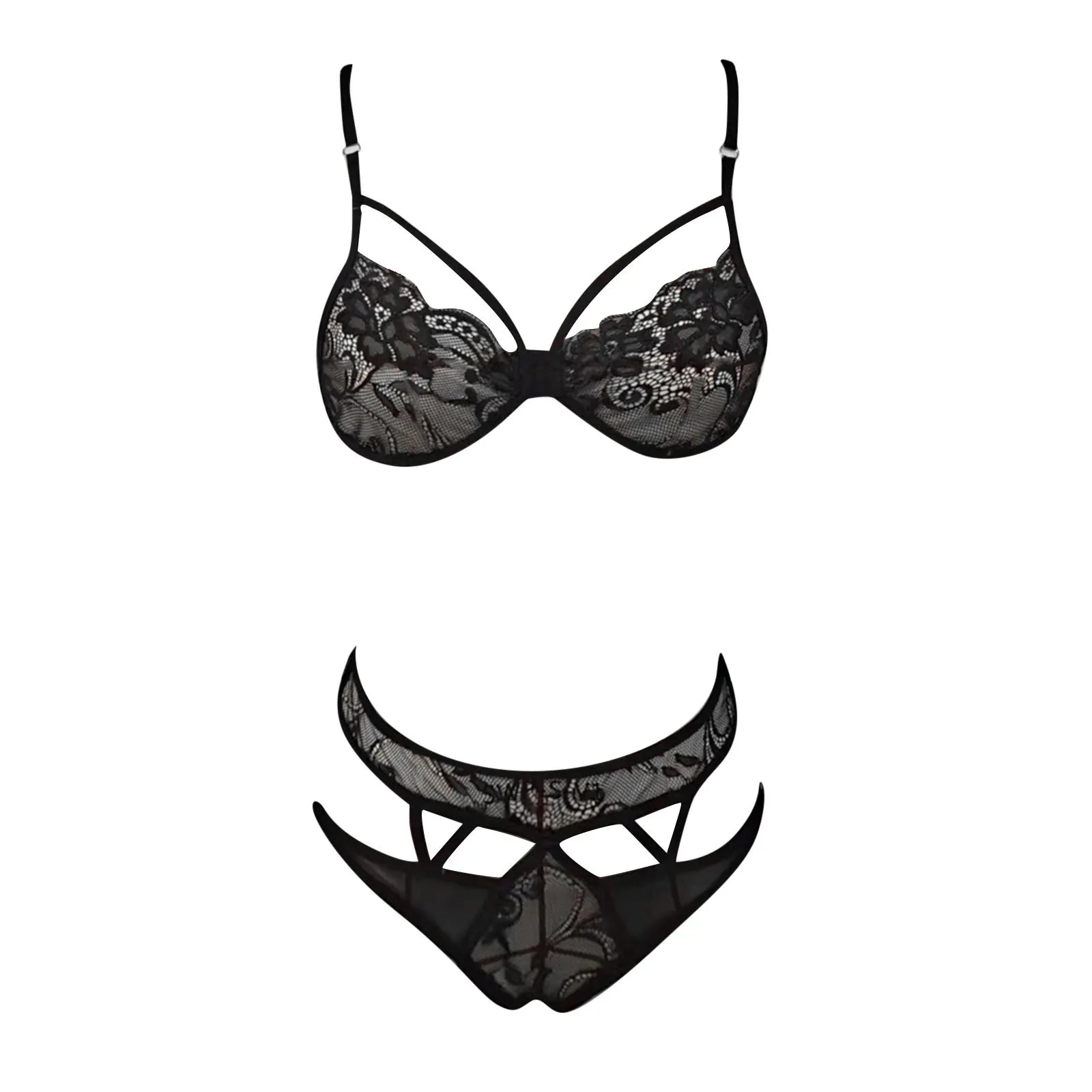 Women Lingerie Sexy Lace Crochet Cutout Embroidery Bra And High Waist Panty Set Sexy Plus Size Erotic Clothing Brassiere Set