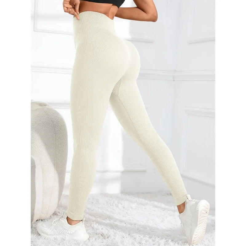 High Waisted Seamless Yoga Leggings Ribbed Sportswear Tights Fitness Apparel for Women Gym and Casual Wear for Fall & Winter