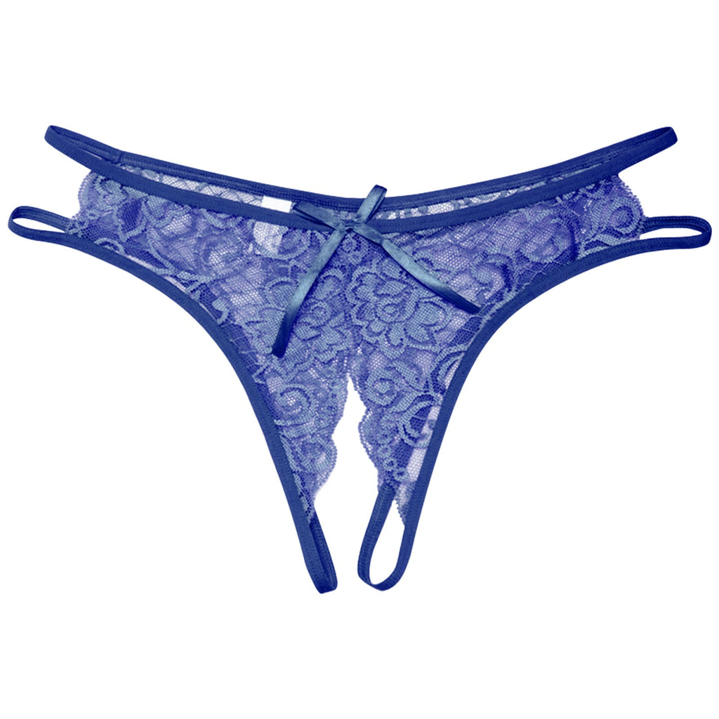 Sexy Open Crotch Panties Ladies Perspective Lace Lingerie Embroidered Bowknot Low-Waist Japanese Panties Breathable Pantys