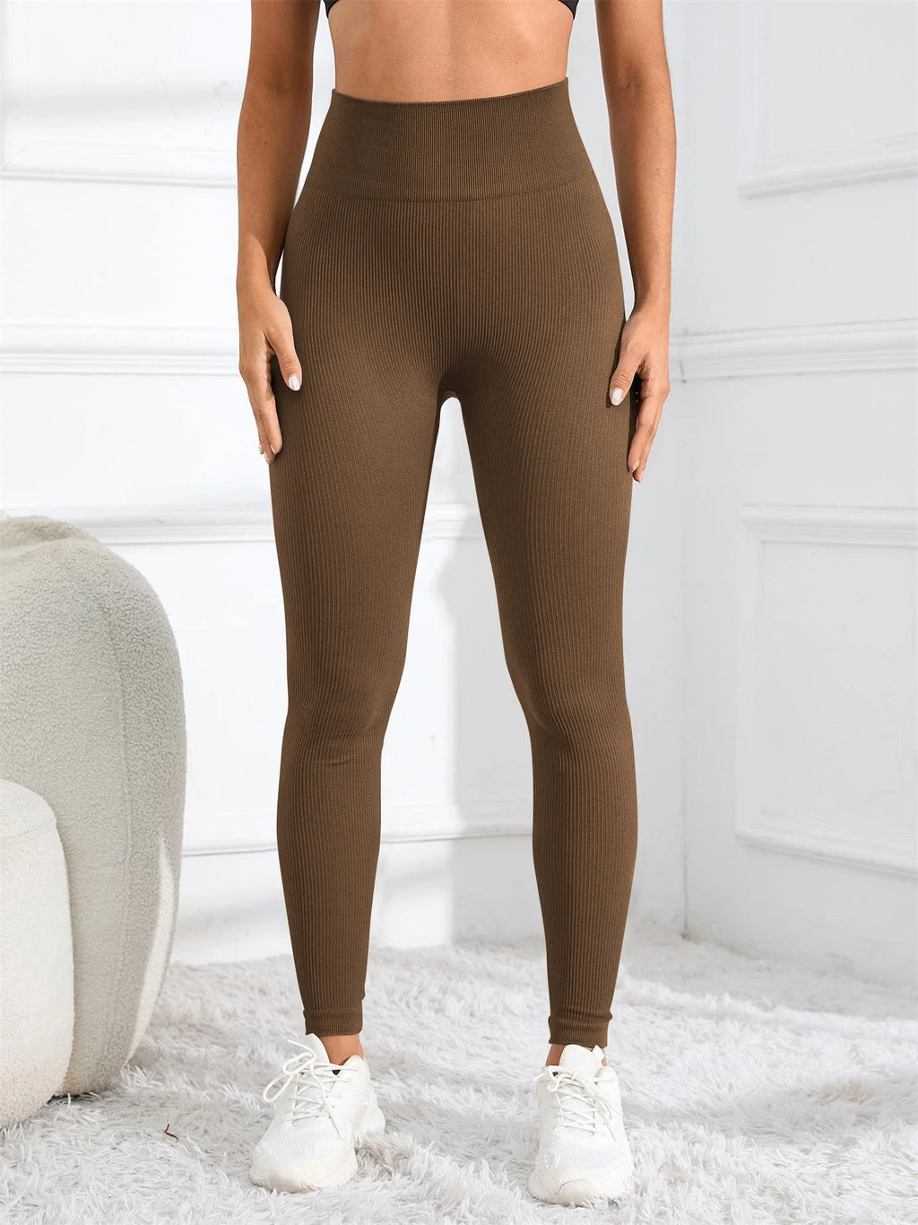 High Waisted Seamless Yoga Leggings Ribbed Sportswear Tights Fitness Apparel for Women Gym and Casual Wear for Fall & Winter