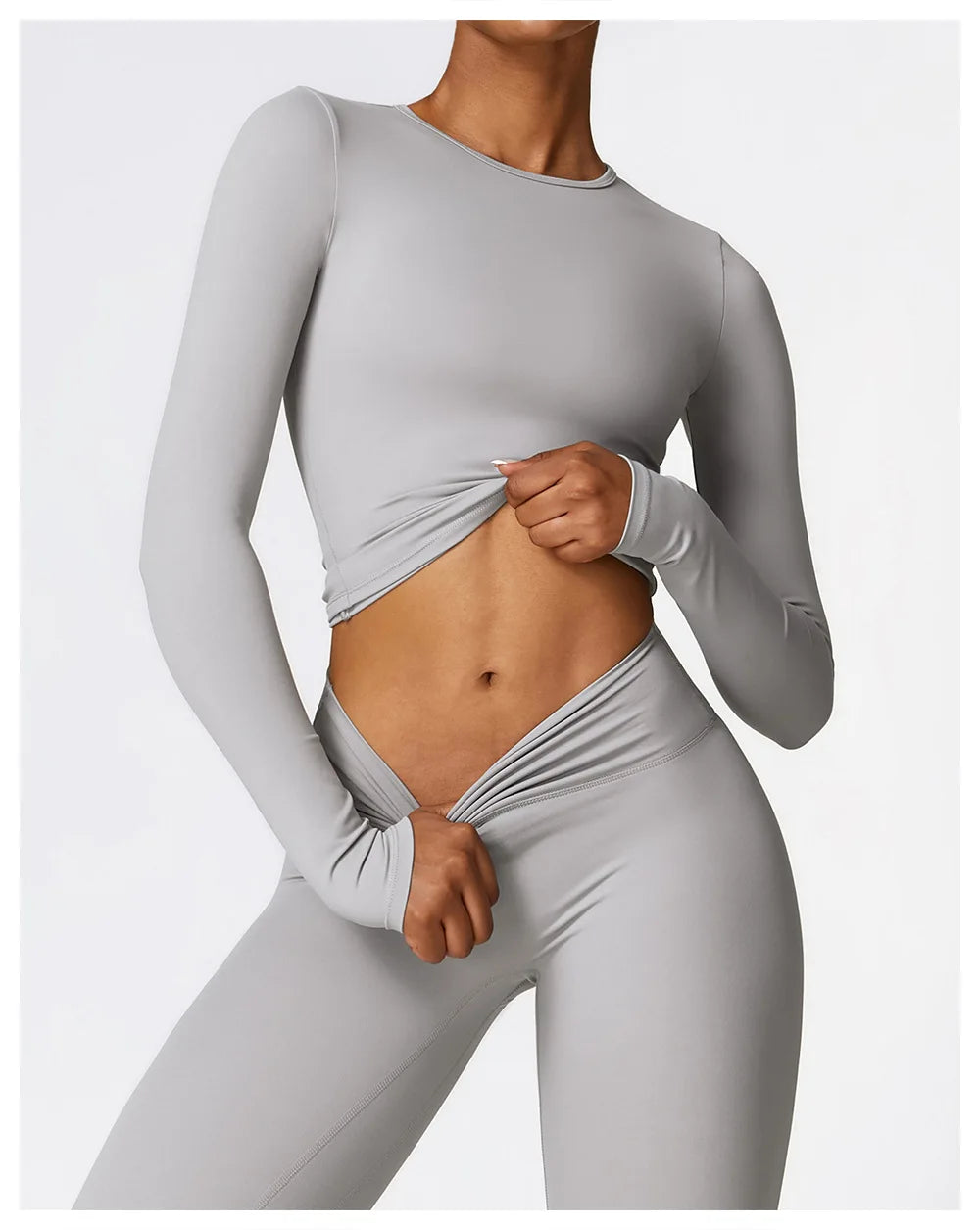 Women Yoga Solid Sports Top Long Sleeve Gym Workout Running Shirts Quick Dry Fitness Gym Sport Wear