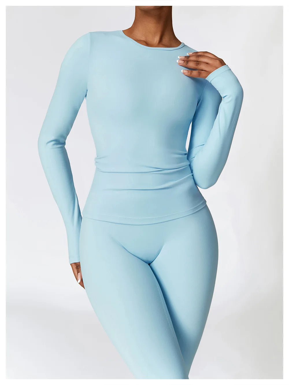 Women Yoga Solid Sports Top Long Sleeve Gym Workout Running Shirts Quick Dry Fitness Gym Sport Wear