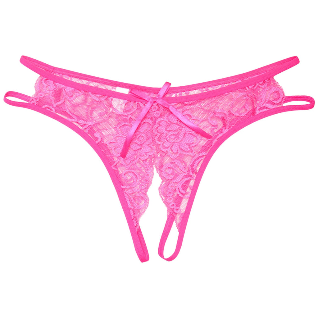 Sexy Open Crotch Panties Ladies Perspective Lace Lingerie Embroidered Bowknot Low-Waist Japanese Panties Breathable Pantys