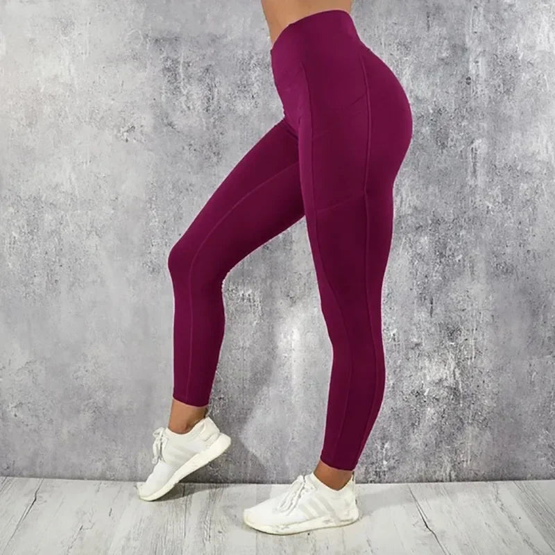 Yoga Fitness Women Leggings High Waist Tights with Pocket Gym Workout Running Stretchy Butt Lifting Casual Skinny Pants