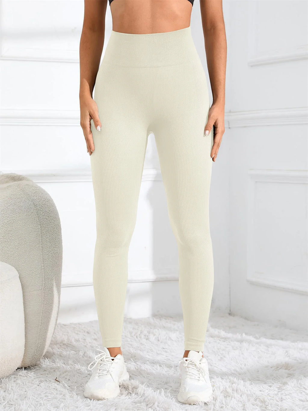 High Waisted Seamless Yoga Leggings Ribbed Sportswear Tights Fitness Apparel for Women Gym and Casual Wear for Fall & Winter