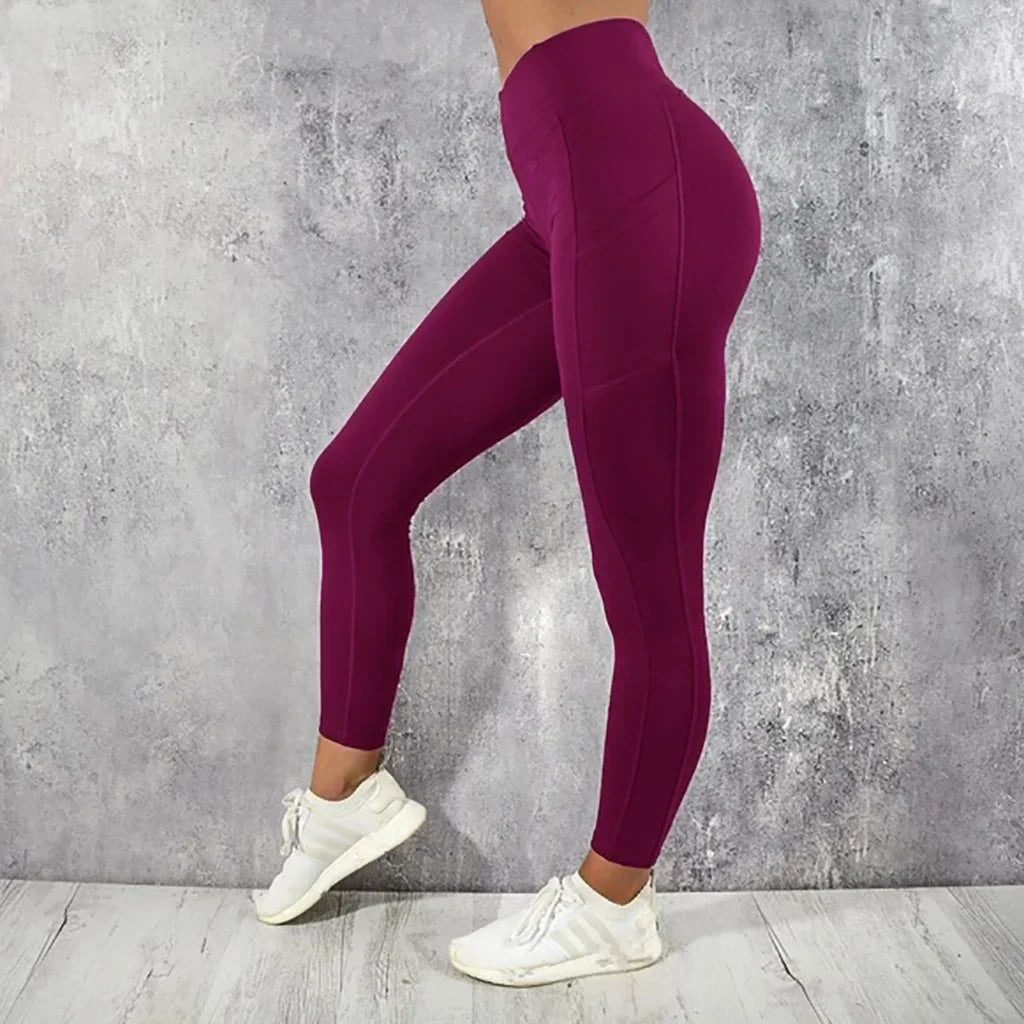 Yoga Fitness Women Leggings High Waist Tights with Pocket Gym Workout Running Stretchy Butt Lifting Casual Skinny Pants