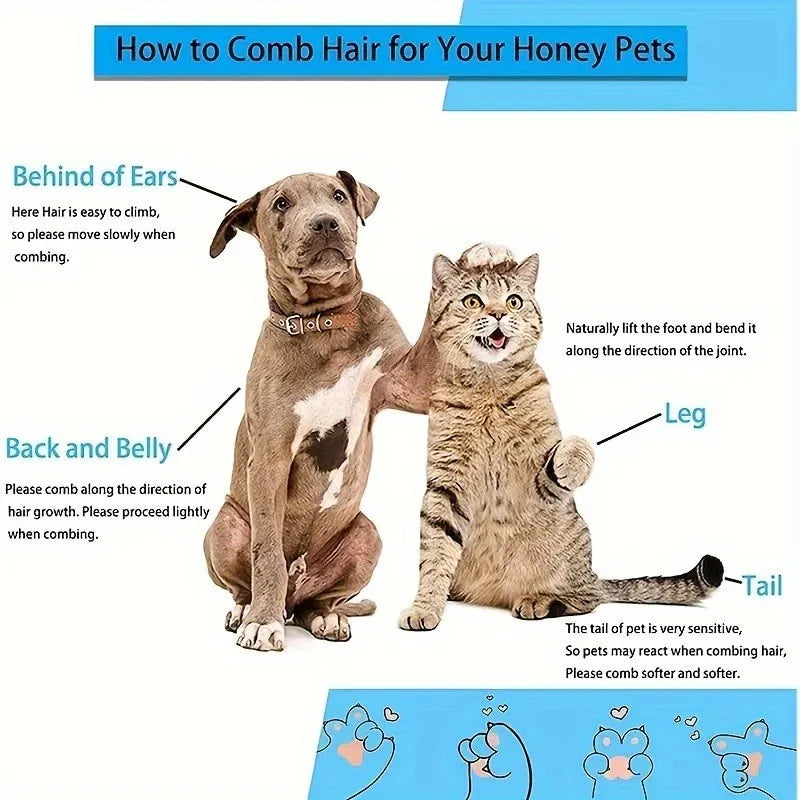 Dual-Use Dog Cat Grooming Brush 20×10×5.5cm, Self-Cleaning Slicker Comb with Round-Tip Bent Needles, Ergonomic Handle for Pet Hair
