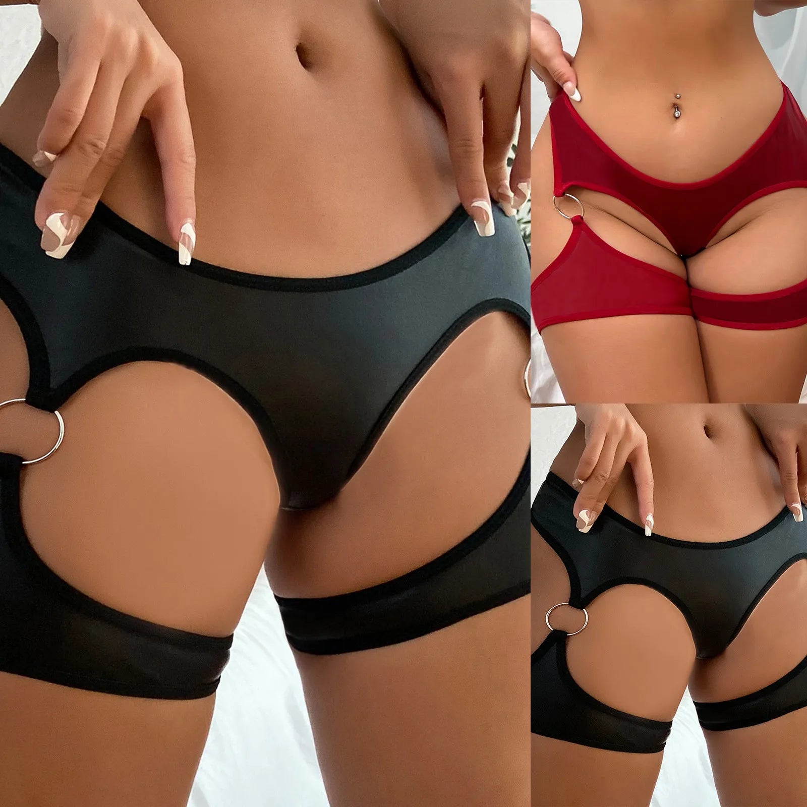 1 Pc Leather Sexy Bottom Cutout O Ring