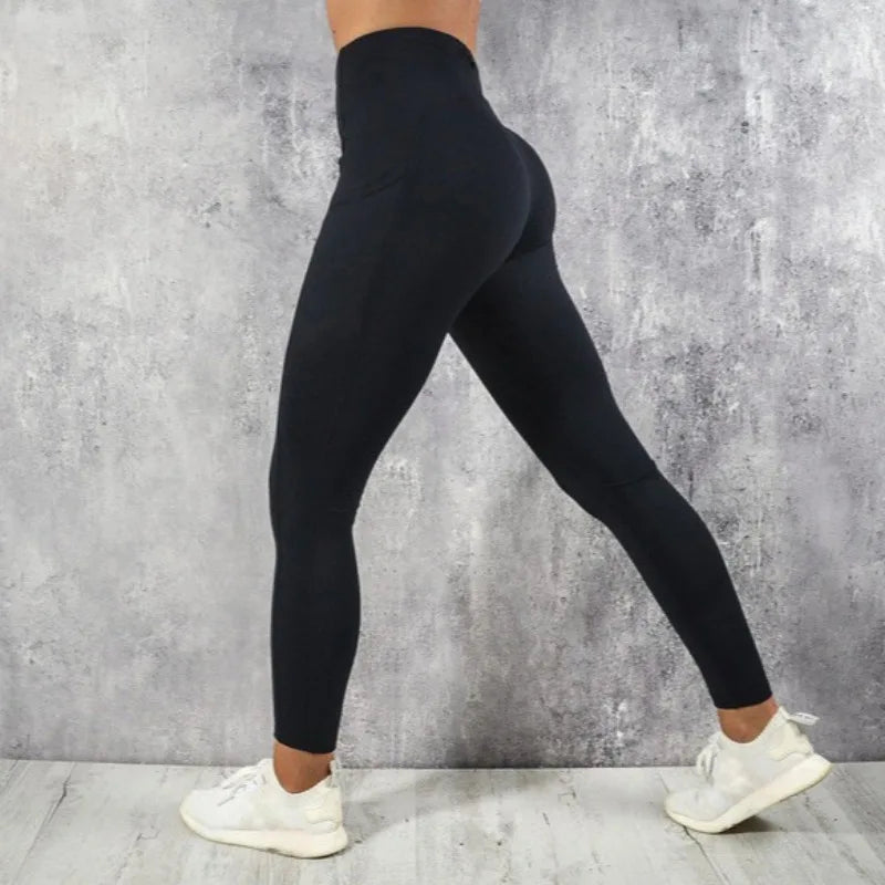 Yoga Fitness Women Leggings High Waist Tights with Pocket Gym Workout Running Stretchy Butt Lifting Casual Skinny Pants