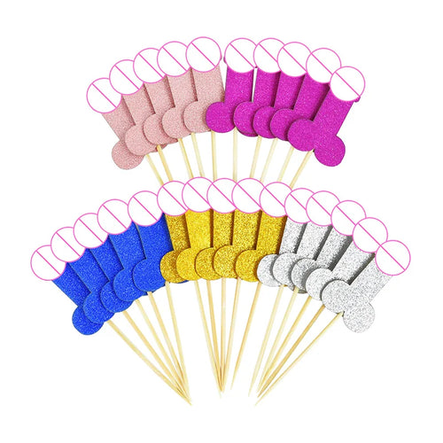 10pcs Glitter Willy Cupcake Toppwe