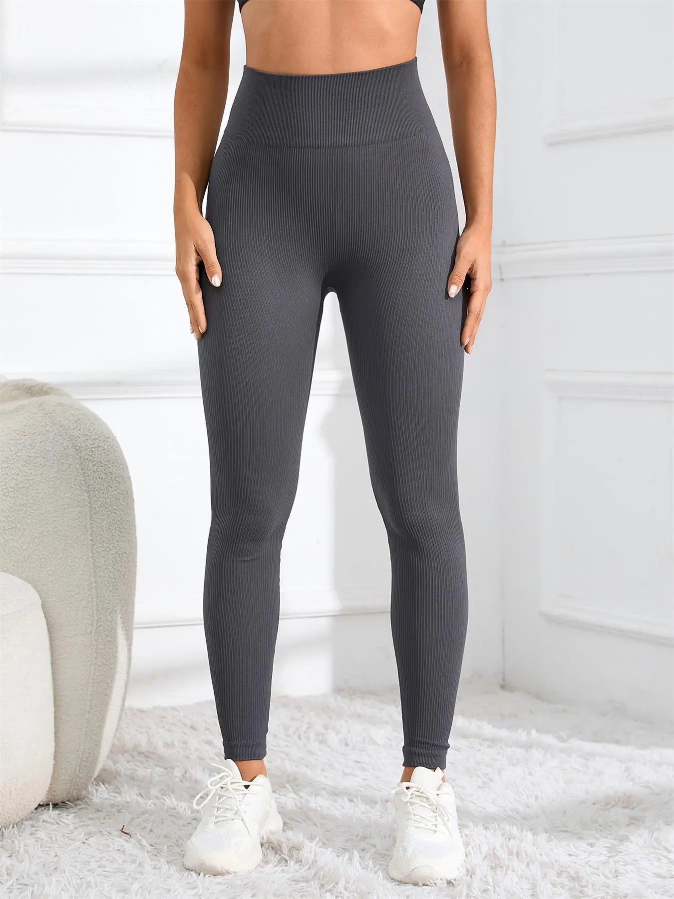 High Waisted Seamless Yoga Leggings Ribbed Sportswear Tights Fitness Apparel for Women Gym and Casual Wear for Fall & Winter