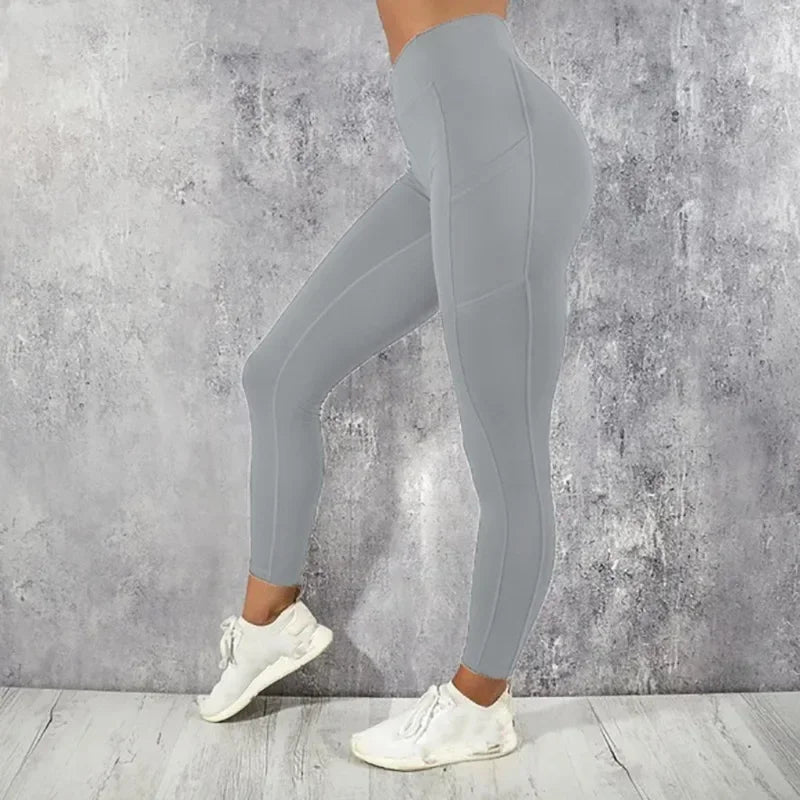Yoga Fitness Women Leggings High Waist Tights with Pocket Gym Workout Running Stretchy Butt Lifting Casual Skinny Pants