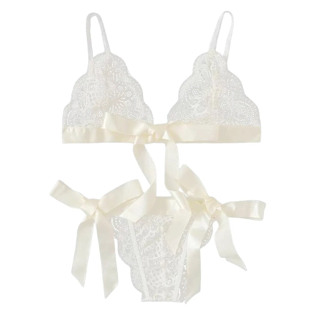 Stain Bandage Sexy Lingerie Set Transparent Lace 2 Pieces Sexy No Steel Ring Bra Panty Set Lingerie For Ladies Women'S Underwear