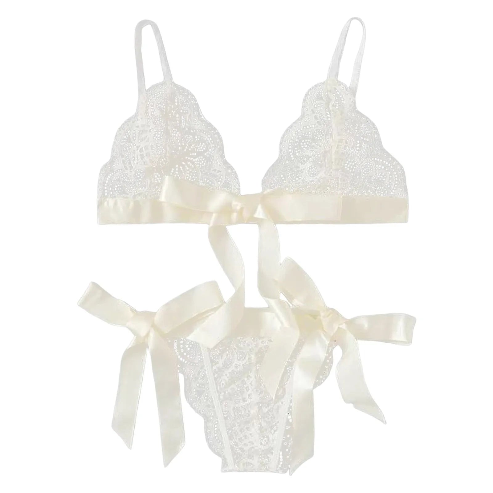 Stain Bandage Sexy Lingerie Set Transparent Lace 2 Pieces Sexy No Steel Ring Bra Panty Set Lingerie For Ladies Women'S Underwear