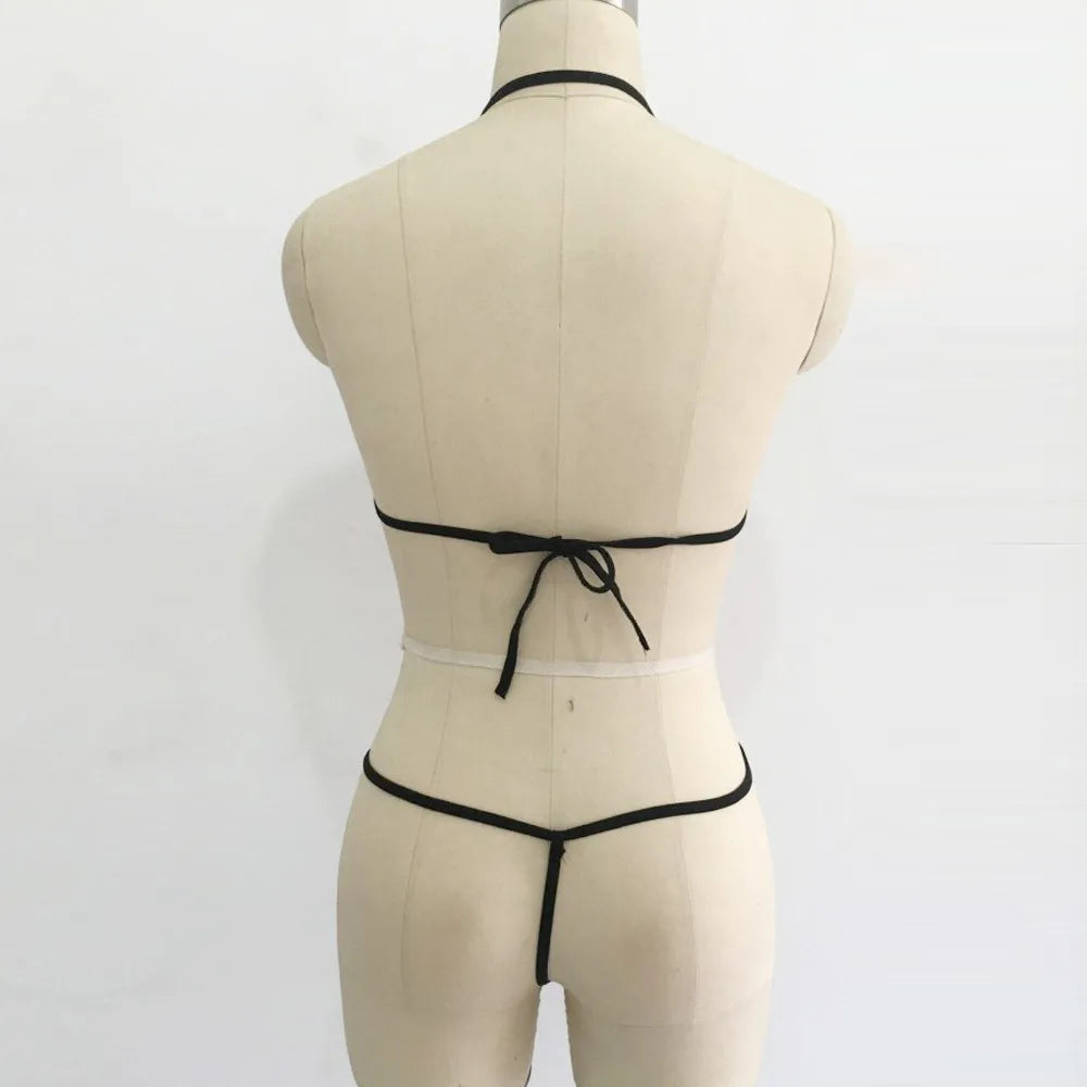 Women Transparent Mesh Sexy Lingerie Set 2pcs See Through Sexy Bra And Thong Set Pajama Sets For Women Sexy Erotic Clothing